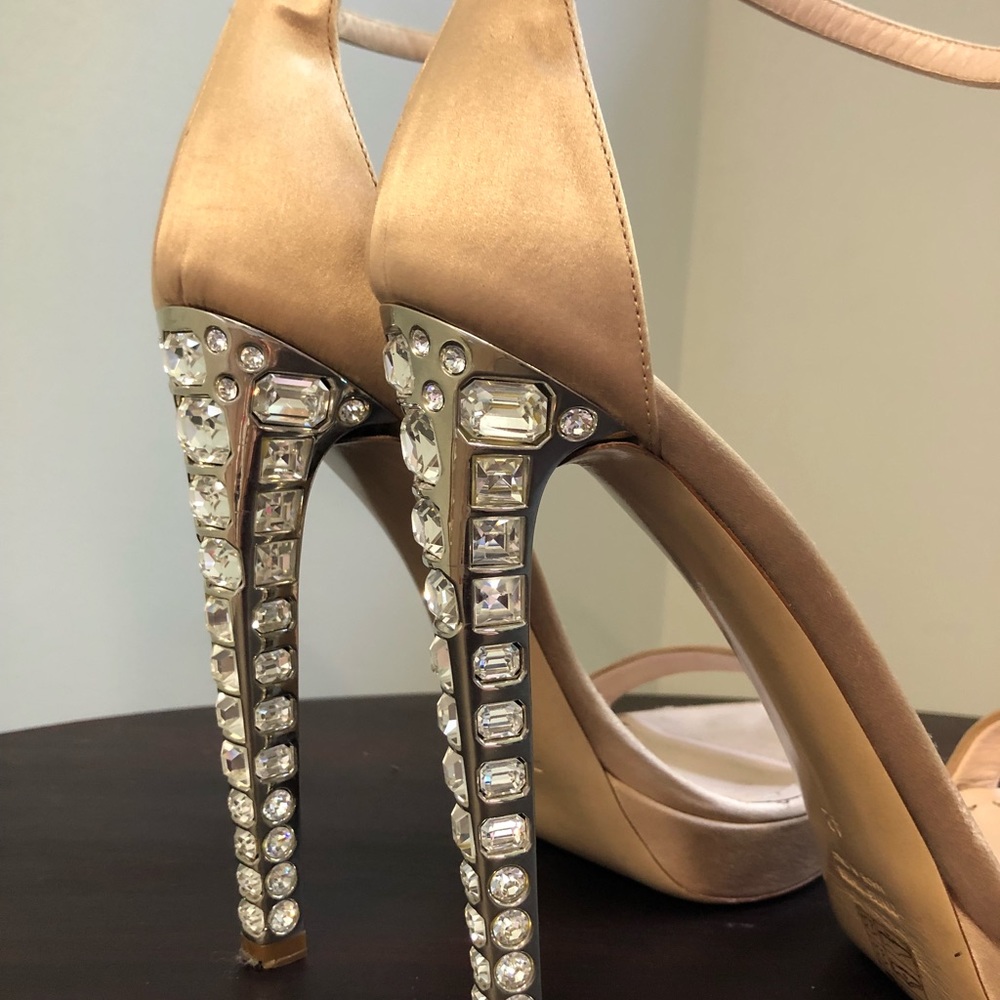 MIU MIU Crystal heeled satin sandals - Picture 6 of 7